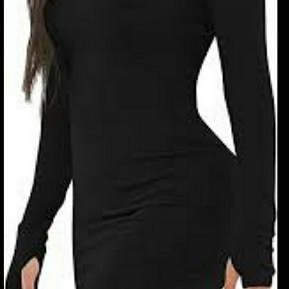 Black Bodycon Mini Dress With Thumbholes